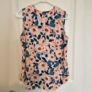 Premise Pink and Blue Sleeveless Buttoned Blouse